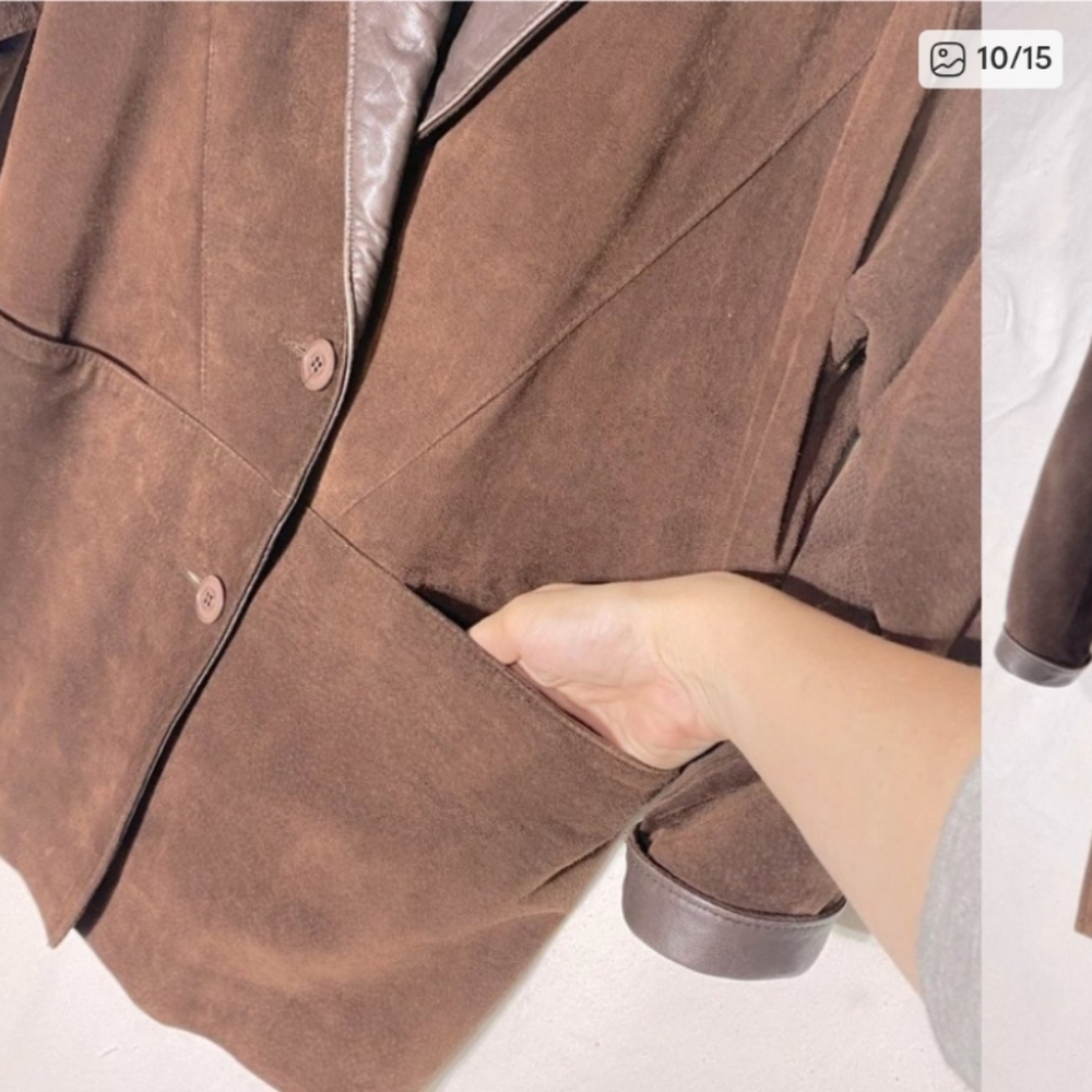 VINTAGE Marquis Brown 100% Suede Leather Jacket - Picture 10 of 16